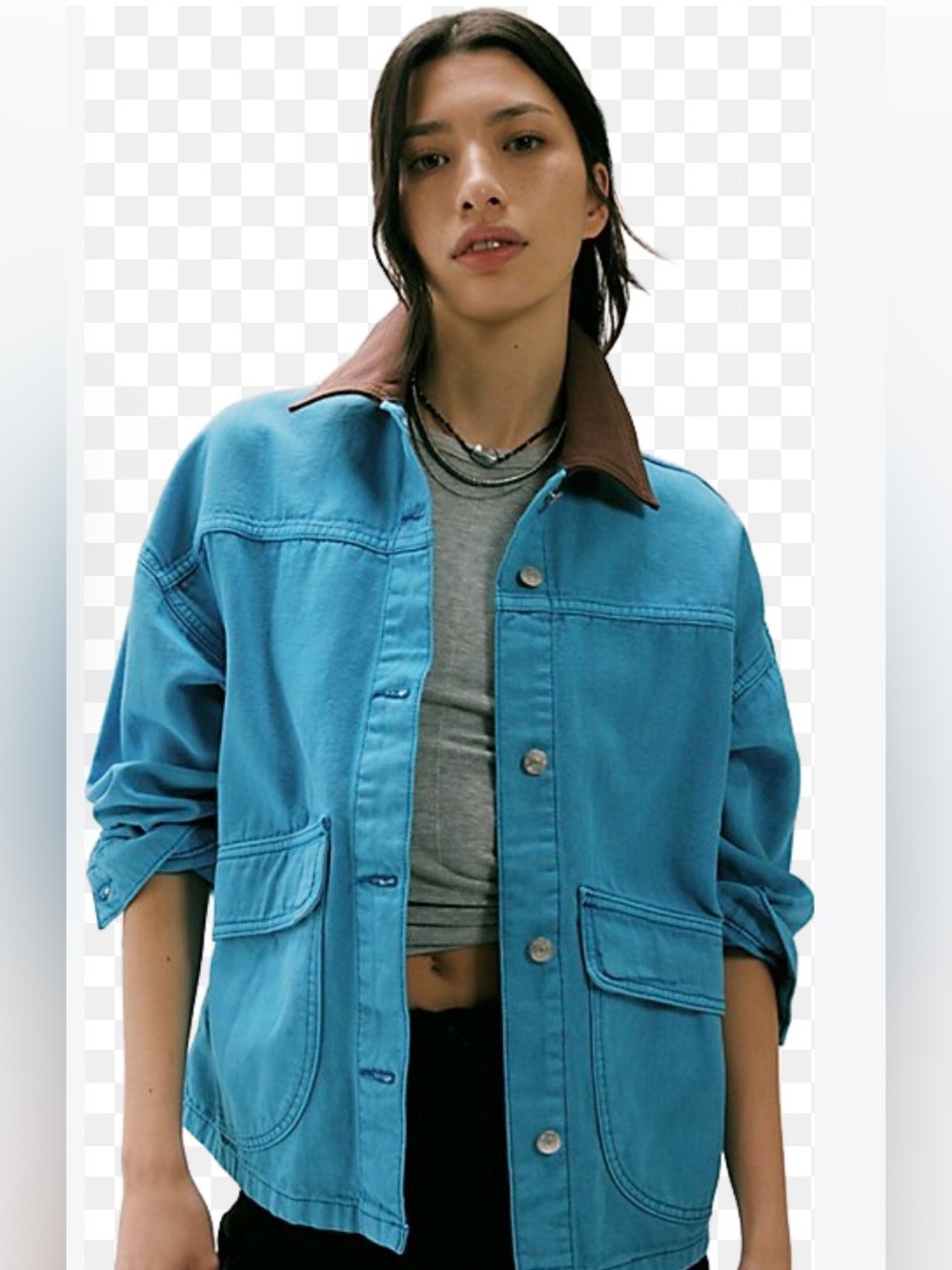 NWT Free People “We The Free” Lemon Denim Jacket size XL